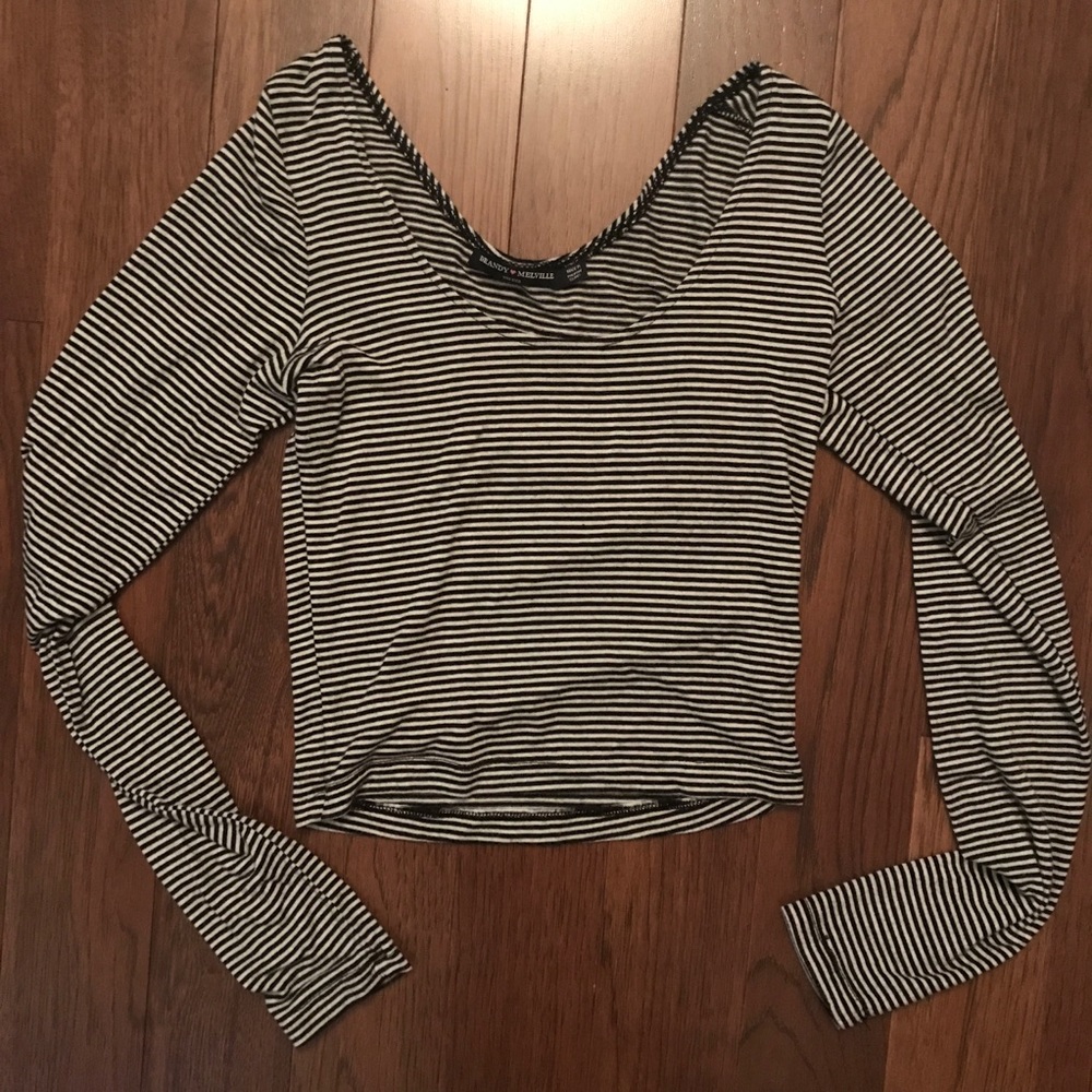 Brandy Melville Striped Crop Long Sleeve - OS