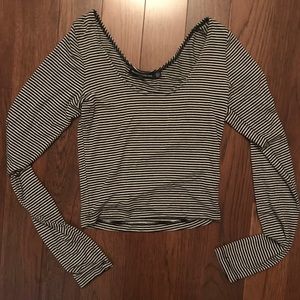 Brandy Melville Striped Crop Long Sleeve - OS