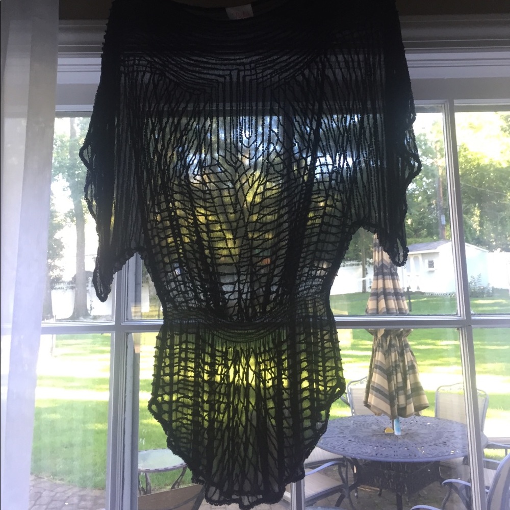 Parker beaded black sheer top