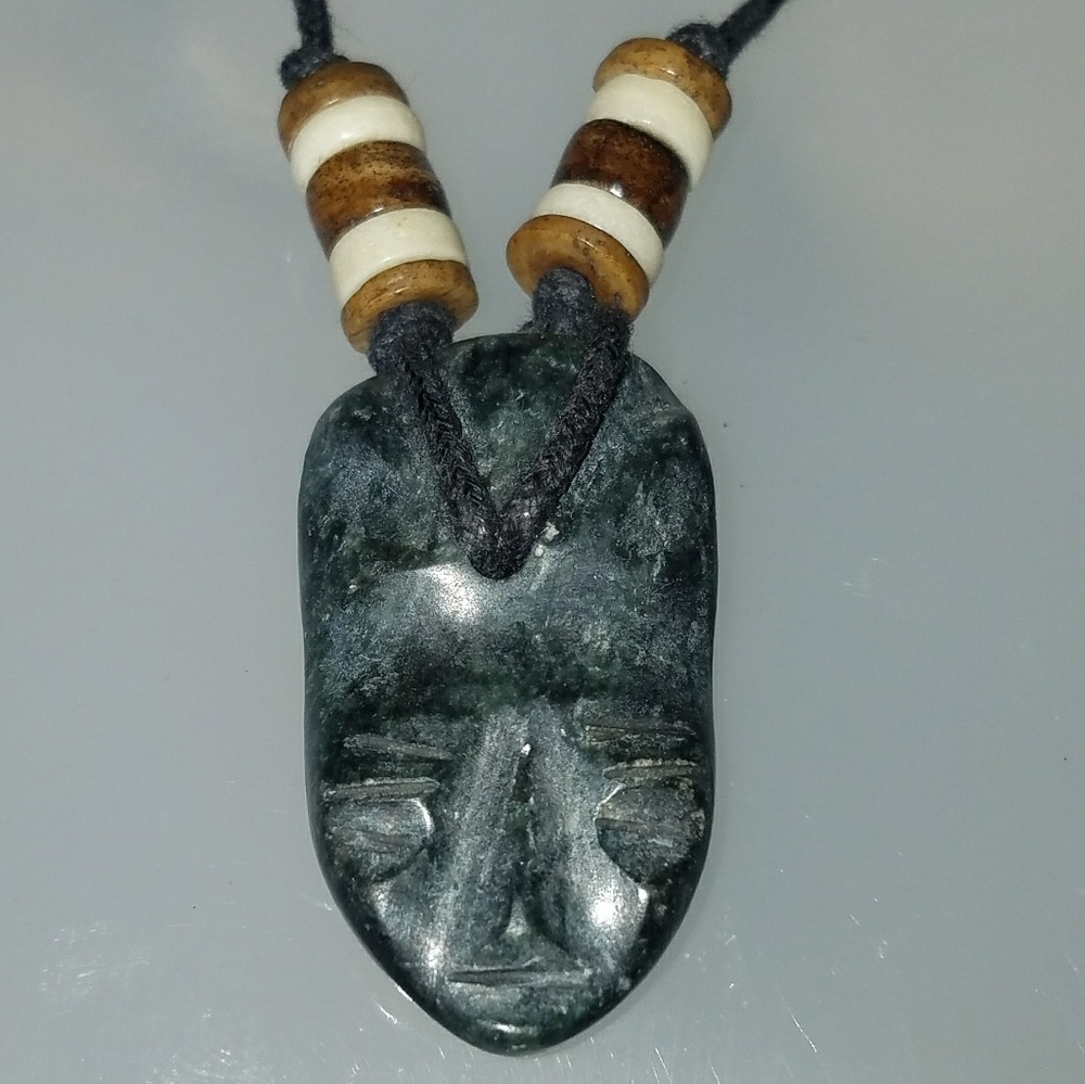 Stone face pendent necklace and Beads handmade