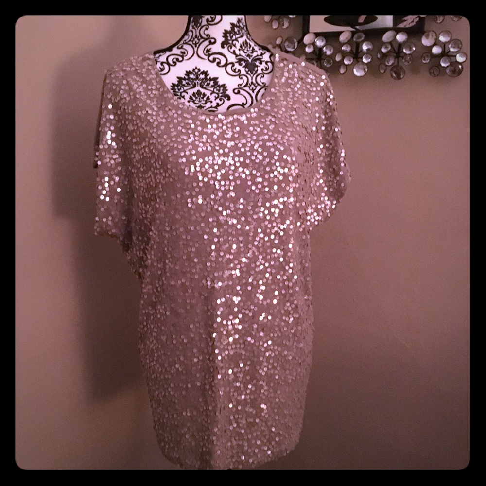 EUC Sequin Knit Jersey Top, Size Large
