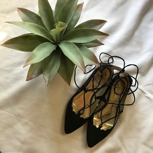 Ballet Tie Black Flats