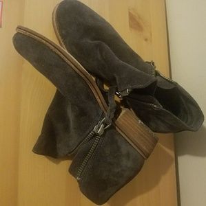 Grey suede booties
