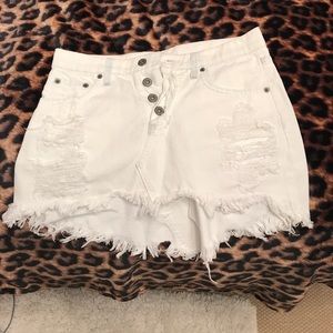 LF white denim skirt