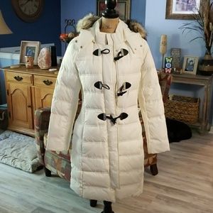 Brand new, ivory Express long down coat.