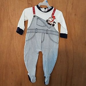 One piece footed  bib overall outfit size 12mth