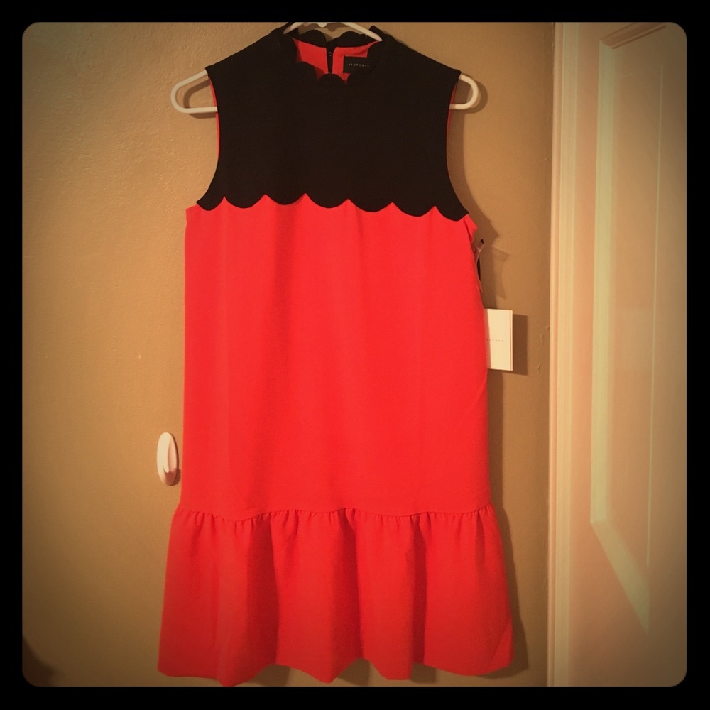 Victoria Beckham orange and black dress