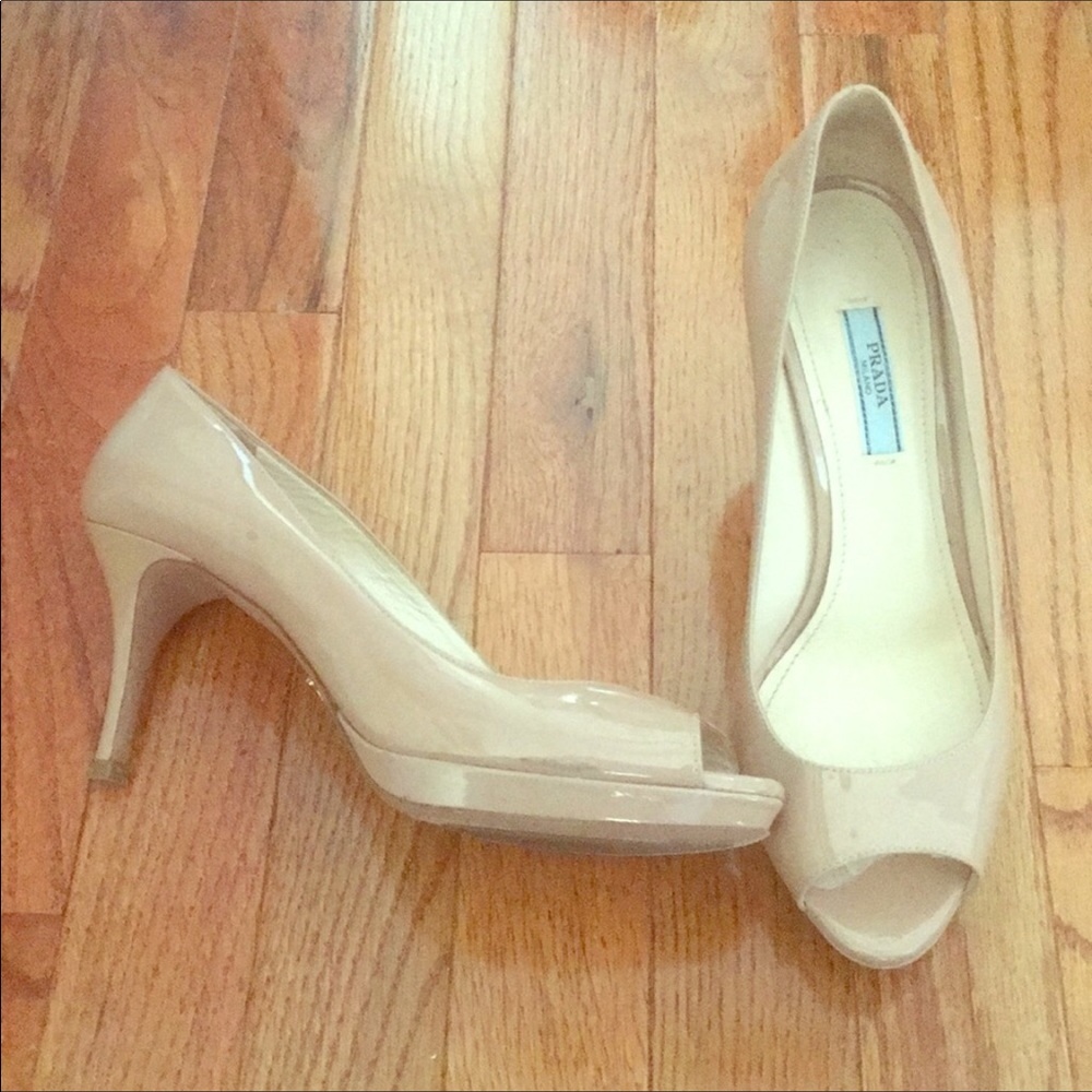 Authentic Prada Peep Toe Heels Nude