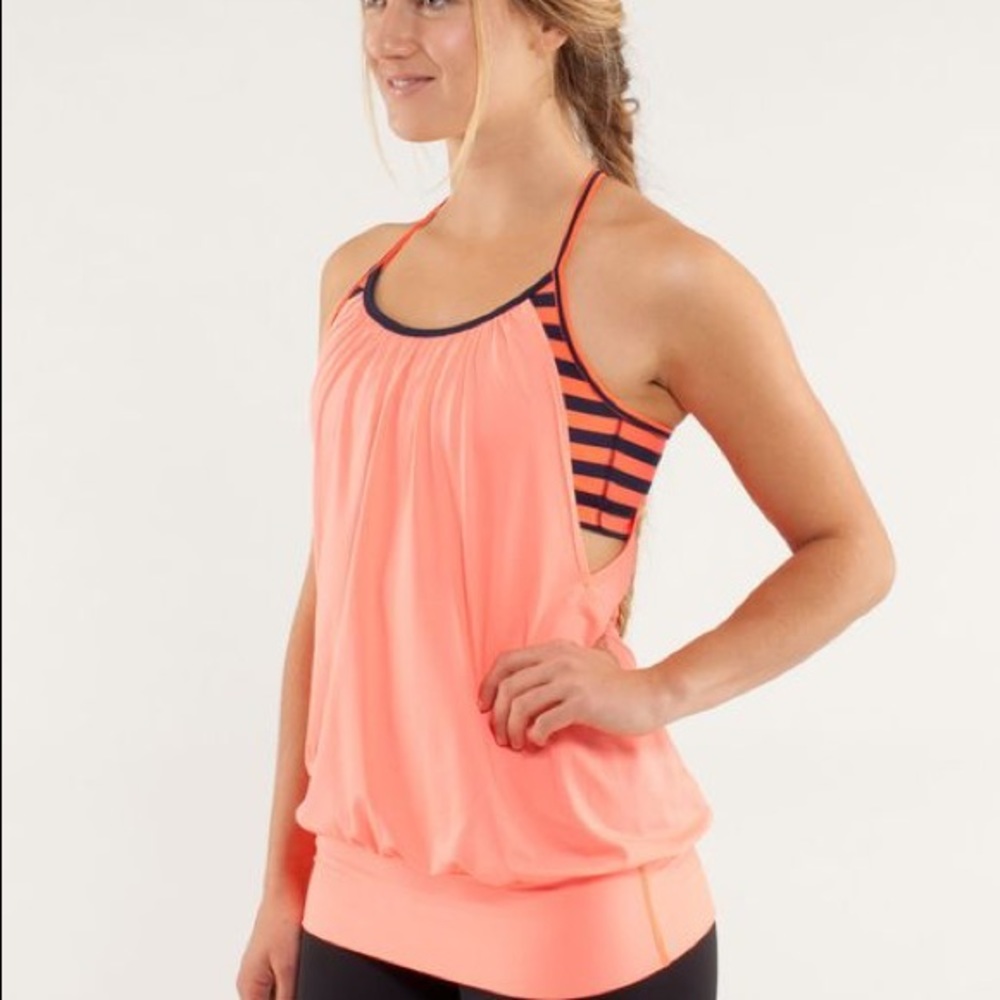 Lululemon No Limits Tank (Orange Inkwell Stripe)