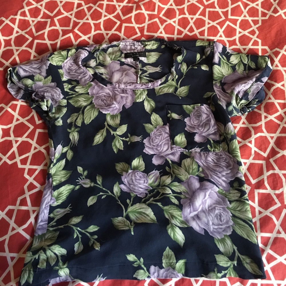 XS Silk Rag & Bone Floral Tshirt Blouse