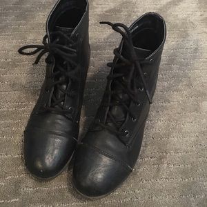 Black ankle combat boots