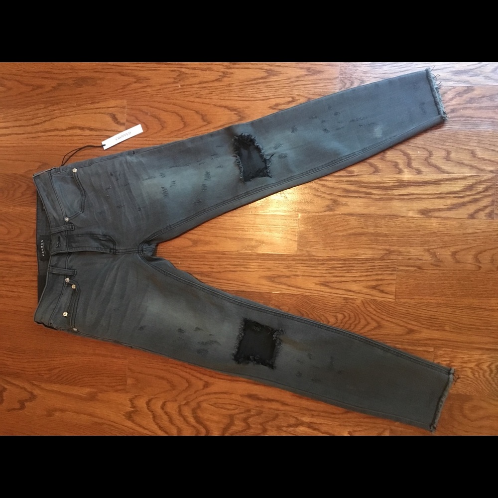 Grey distressed skinny