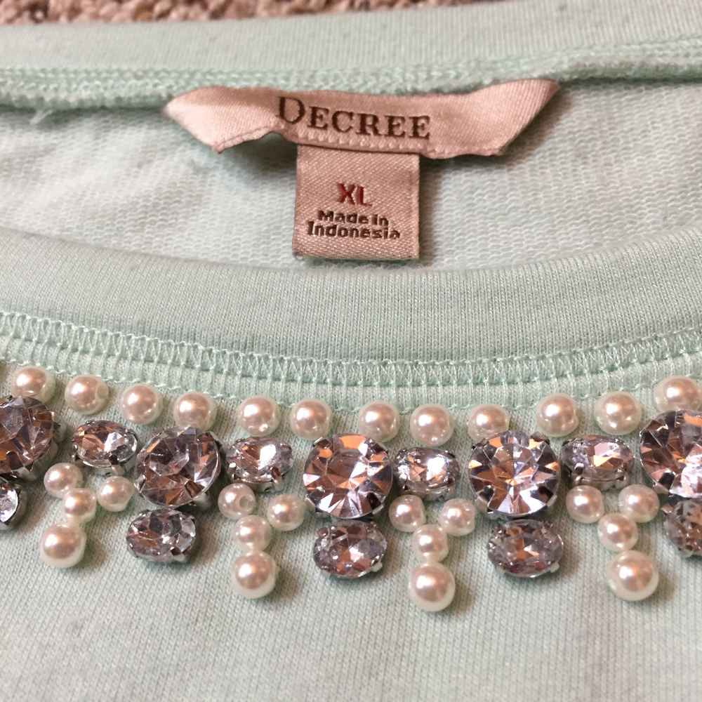 Decree XL Mint Jeweled Sweatshirt