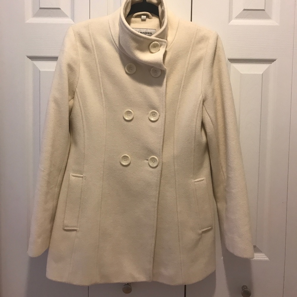 Cream Steve Madden Wool Pea Coat Size S