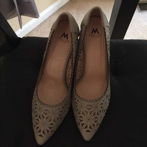 Grey cutout flower heels