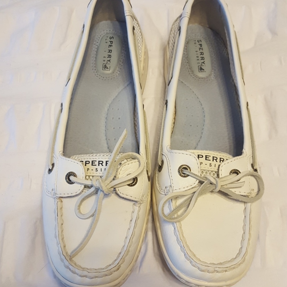 Worn once! White Sperrys