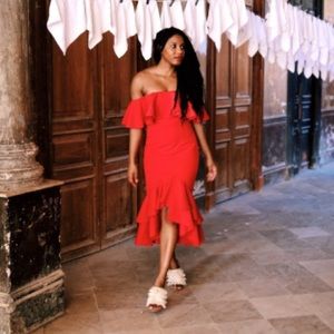 Fame & Partners Dresses - RED FAME AND PARTNERS OFF THHE SHOULDER DRESS SZ 6 Fame & Partners Dresses - RED FAME AND PARTNERS OFF THHE SHOULDER DRESS SZ 6