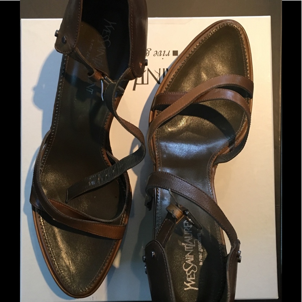 Yves Saint Laurent YSL leather wedges EUC