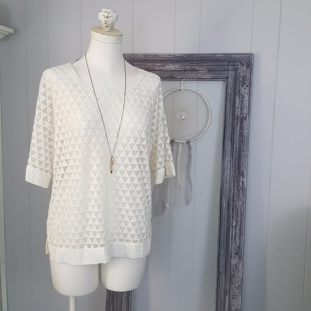 Stylus Embroidered Triangle Print Top