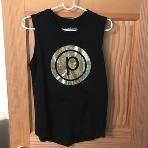Pure Barre Circle P Tank, Black/Gold Foil, Small
