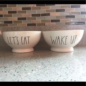 Rae Dunn Set of 2 Bowls - Wake Up & Let's Eat