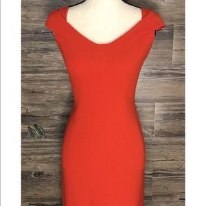 David Meister burnt orange sheath cap sleeve