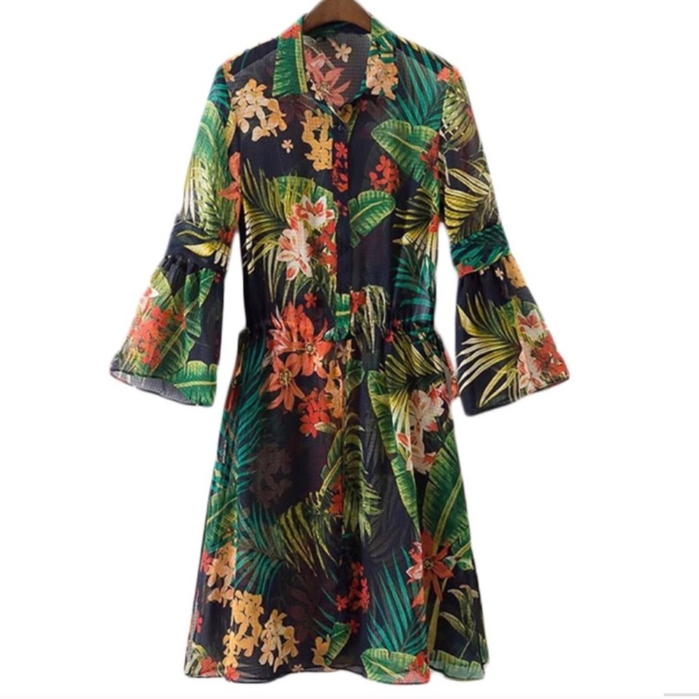 Tropical/Floral Sheer Top