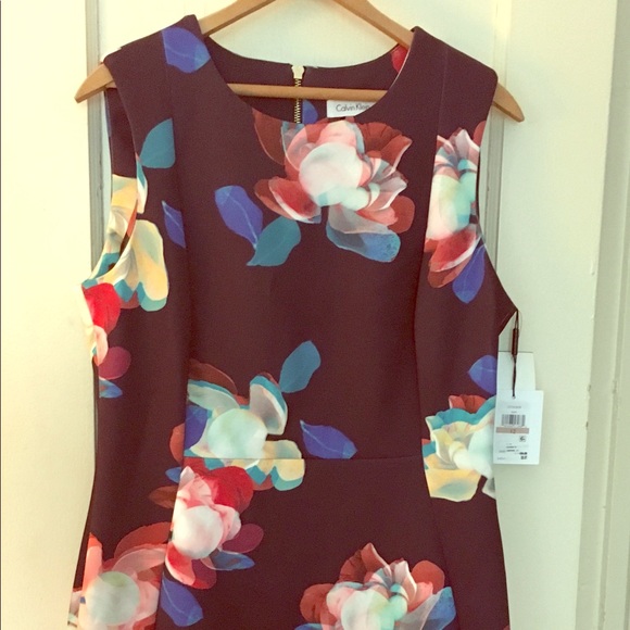 Calvin Klein Flower Print Scuba Sheath Dress - Picture 1 of 3