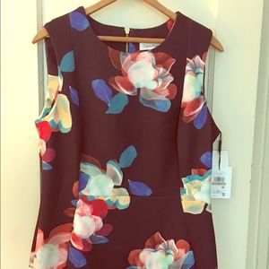 Calvin Klein Flower Print Scuba Sheath Dress
