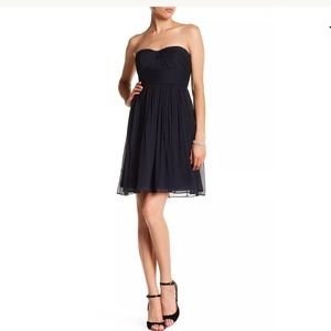 J Crew black silk chiffon Marbella Strapless dress