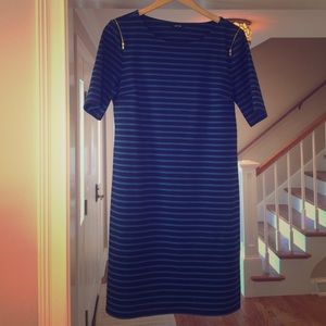 Apt. 9 Blue Navy Striped Zipper Dress, Sz L