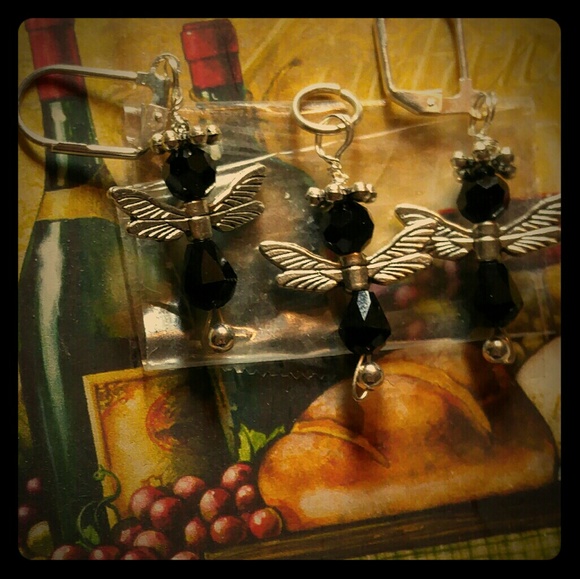 #0086 Swarovski Crystal Ebony Angels Jewelry Set - Picture 2 of 3