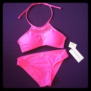 TiniBikini Hot Pink Bikini! Sexy High Neck & Mesh!