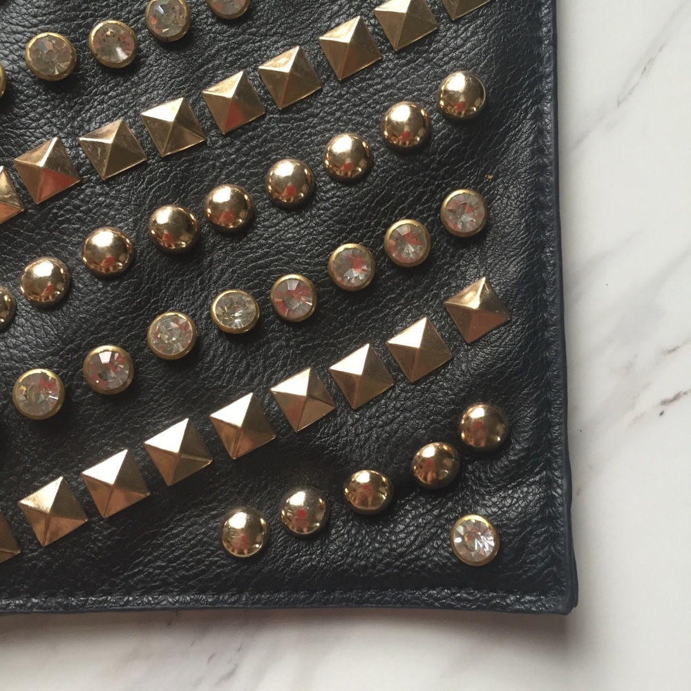 Black leather studded purse.