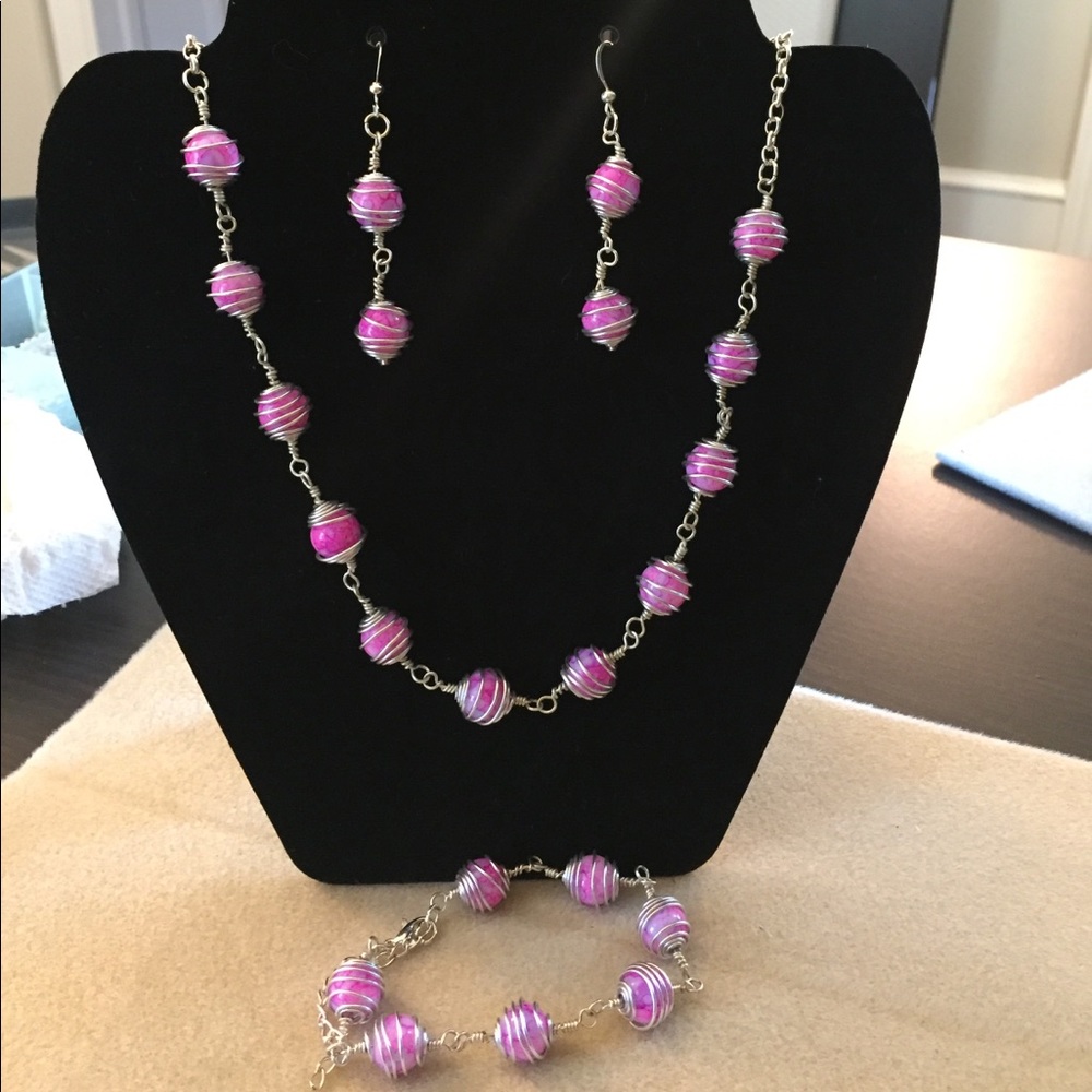 Spiral pink jewelry set