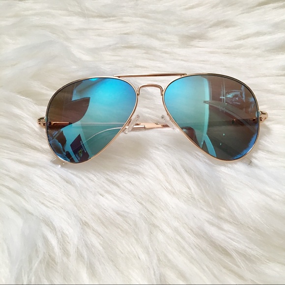 Blue Lens Gold Aviators - Picture 3 of 4