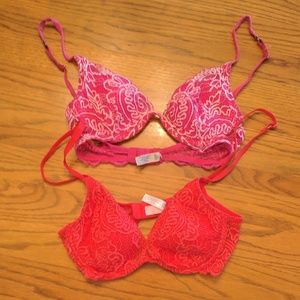 2 Victoria's Secret push-up without padding bras
