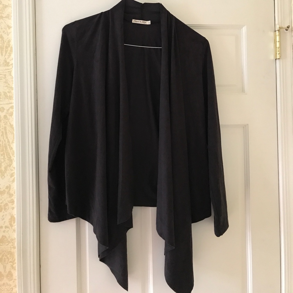 Grey faux suede cardigan