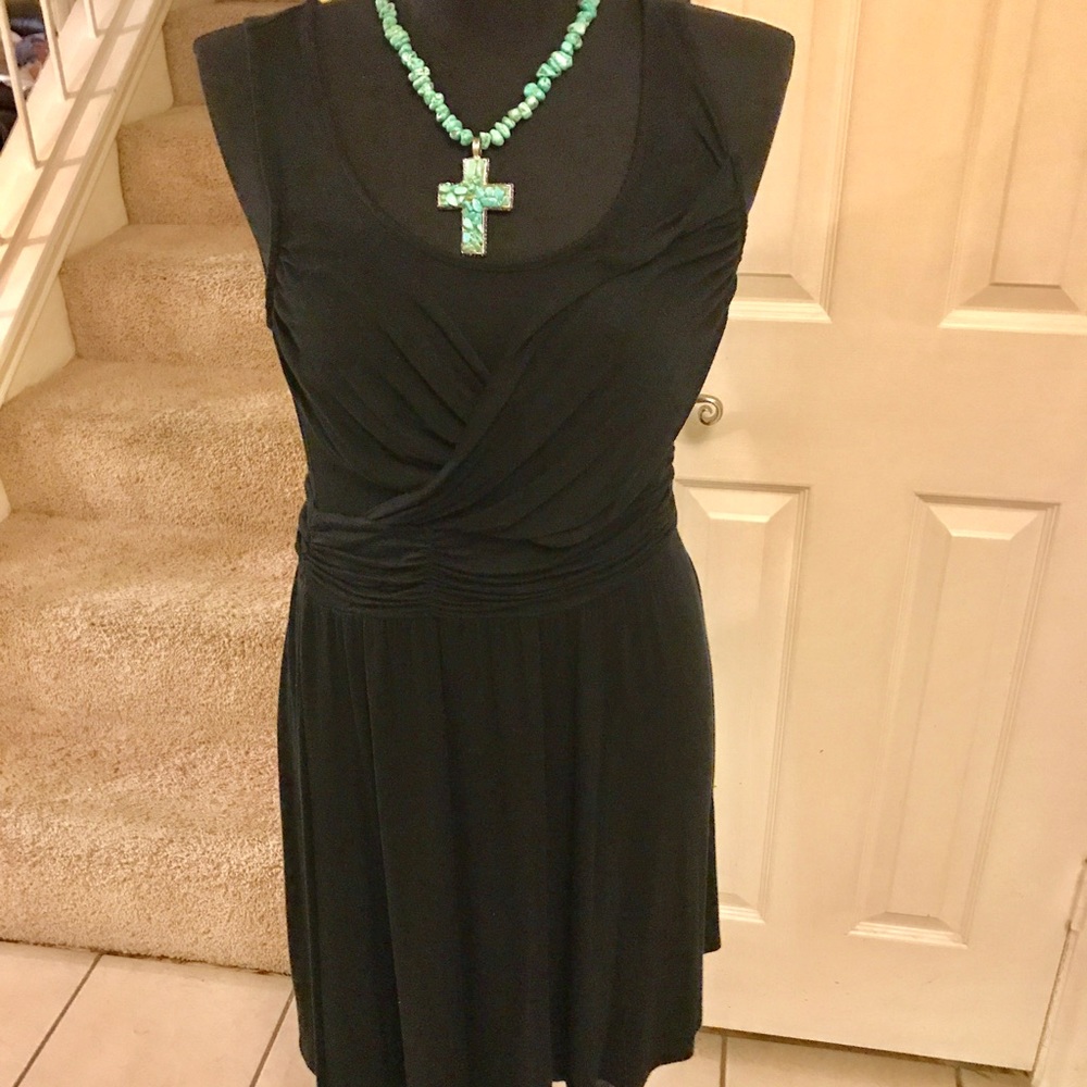 Beautiful short sleeve black dress.