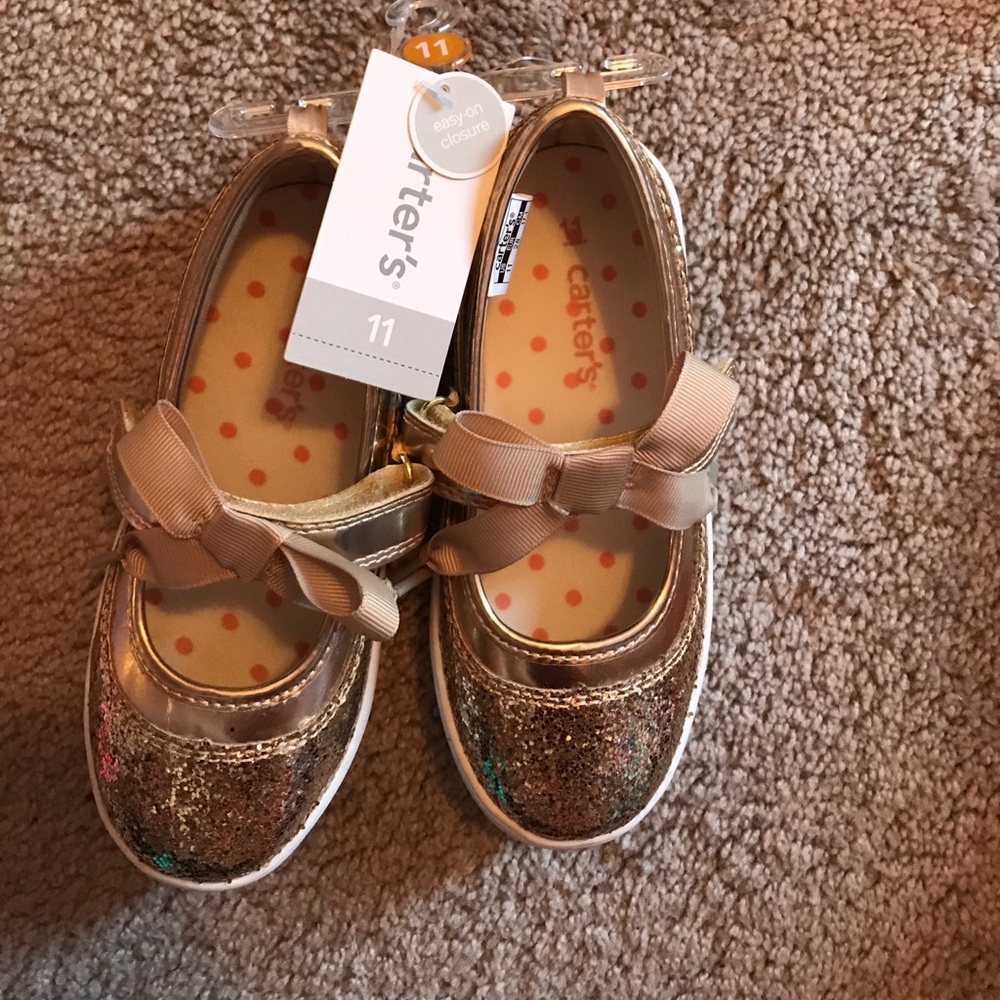 Gold sparkle girls shoes size 11