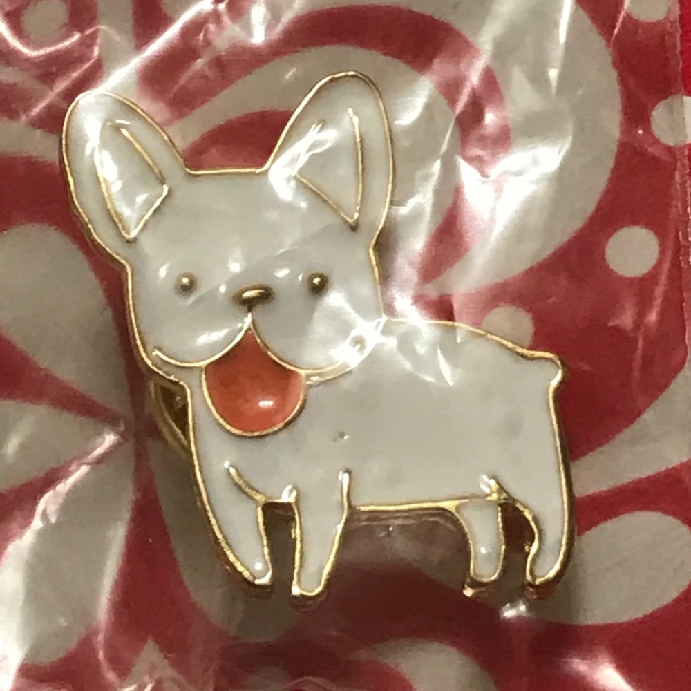 White Frenchie bulldog Brooches new!