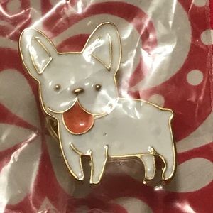 White Frenchie bulldog Brooches new!