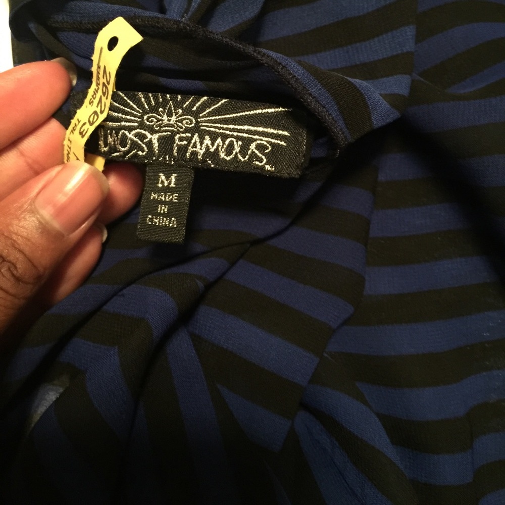 Black and royal blue top with bow