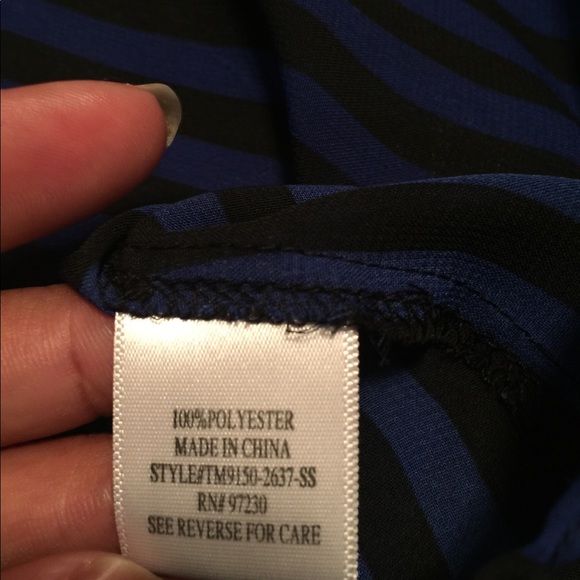 Black and royal blue top with bow - Picture 5 of 5