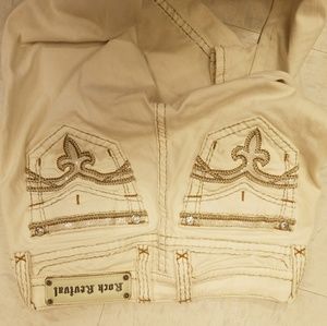 Cream Rock Revival Skinny Jeans