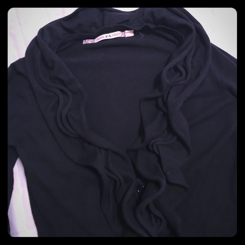 Chelsea & Violet black ruffle sweater
