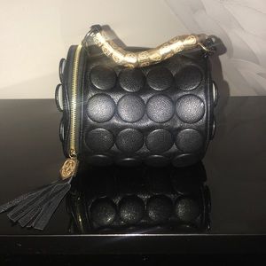 Black Leather Barrel handbag