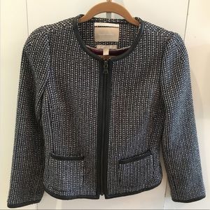 Banana Republic tweed jacket, faux leather trim!