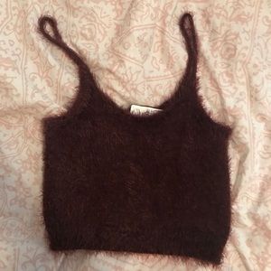 Express Furry Burgundy Copped top