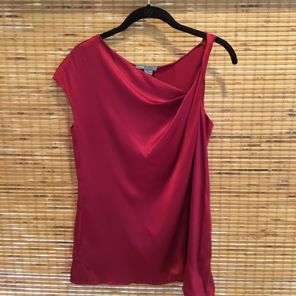 VINCE asymmetrical silk blouse